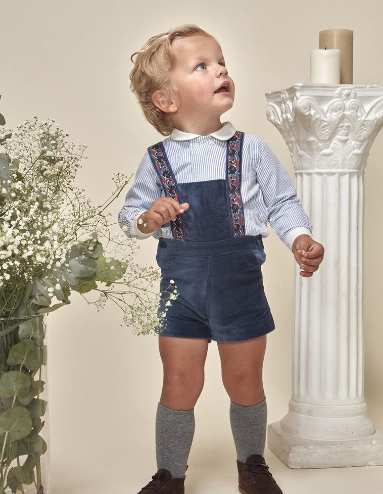 Salopette corta in velluto blu