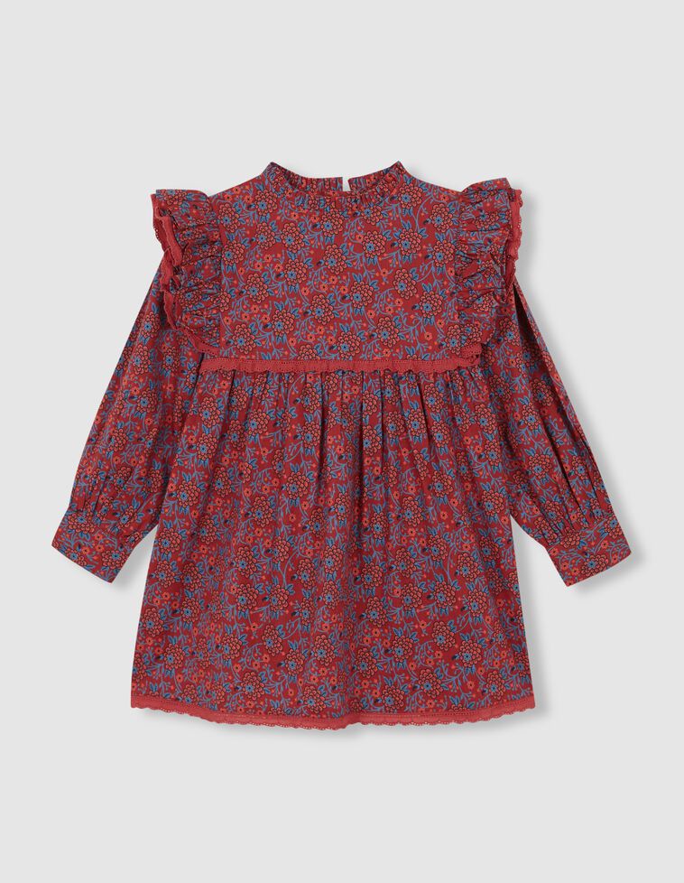 Kleid mit Aufdruck, in Granatrot