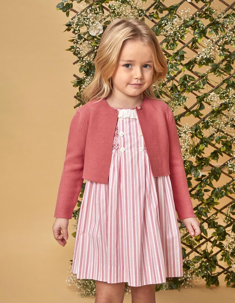Veste courte en maille mousse rose