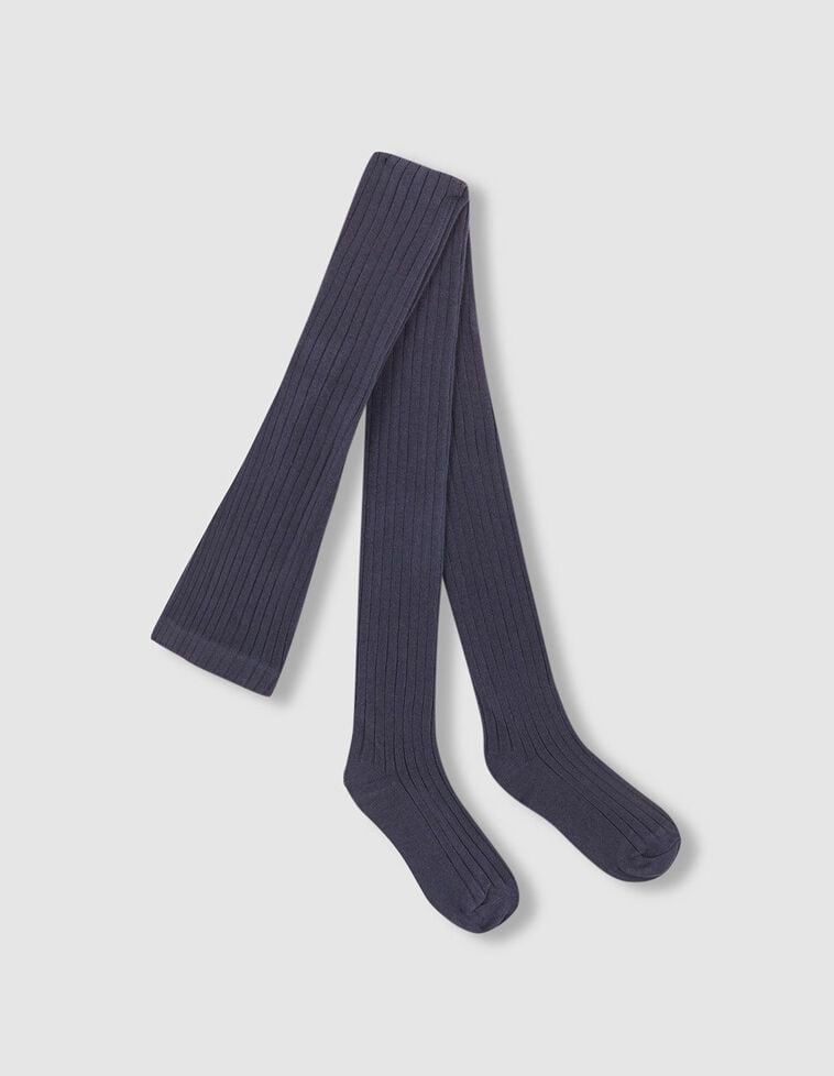 Collants basiques côtelés bleu clair