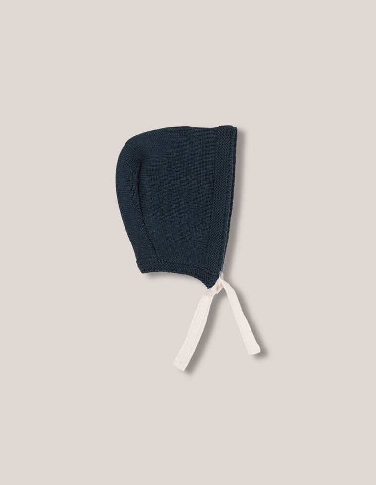 Cuffietta in lana con nastro a contrasto verde