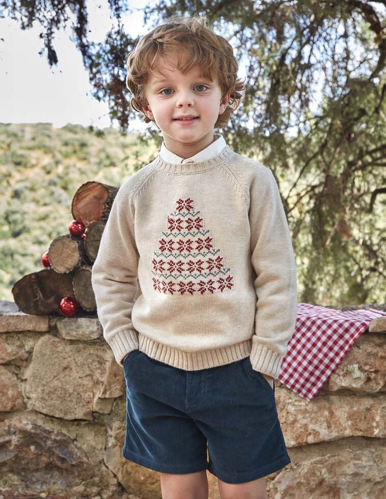 Pull avec intarsia de Noël marron clair
