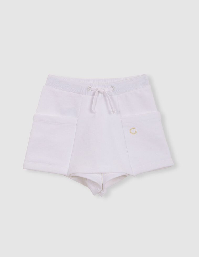 Jupe-short en peluche blanche avec contrastes