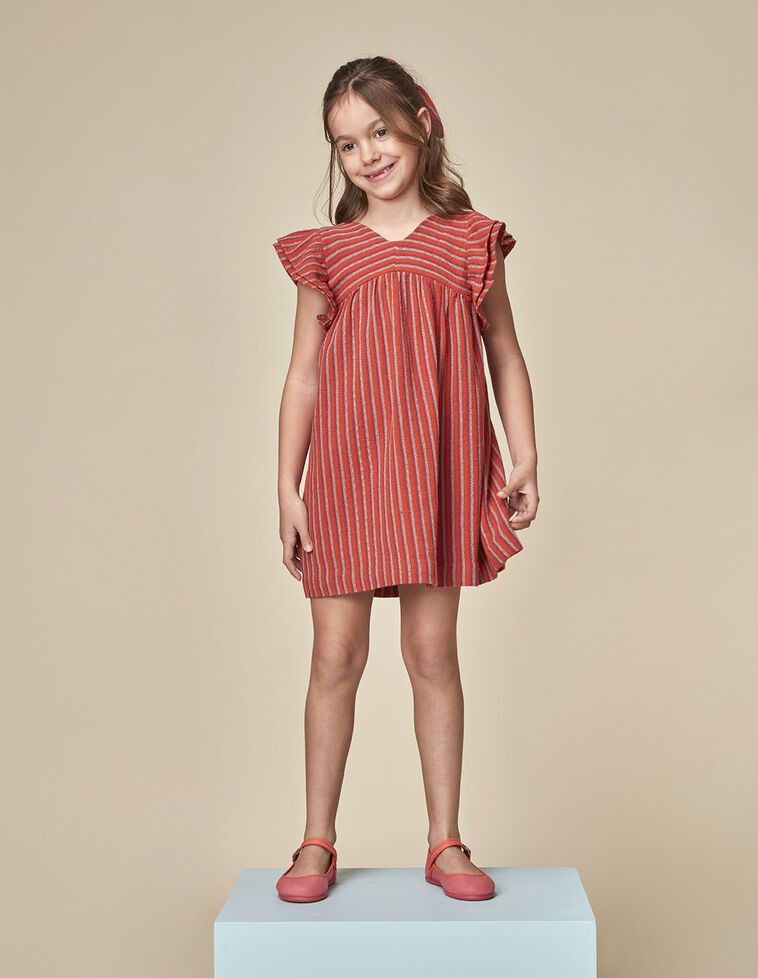Robe rayée multicolore orange