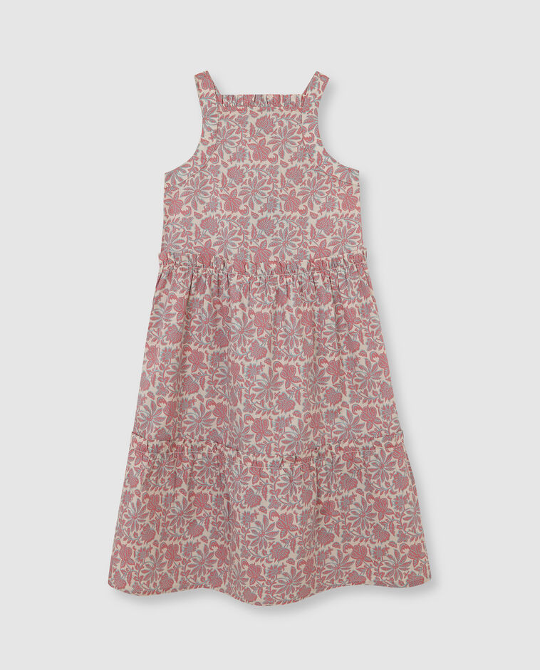 Robe midi &agrave; fleurs indiennes beige clair