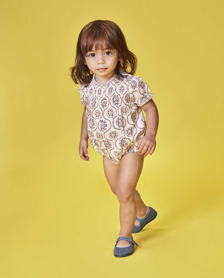 Babygrow com tecidos a contraste branco/a