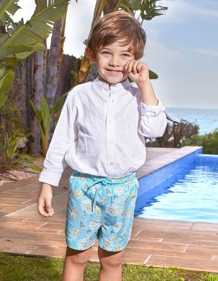 Maillot de bain imprimé fleuri bleu clair