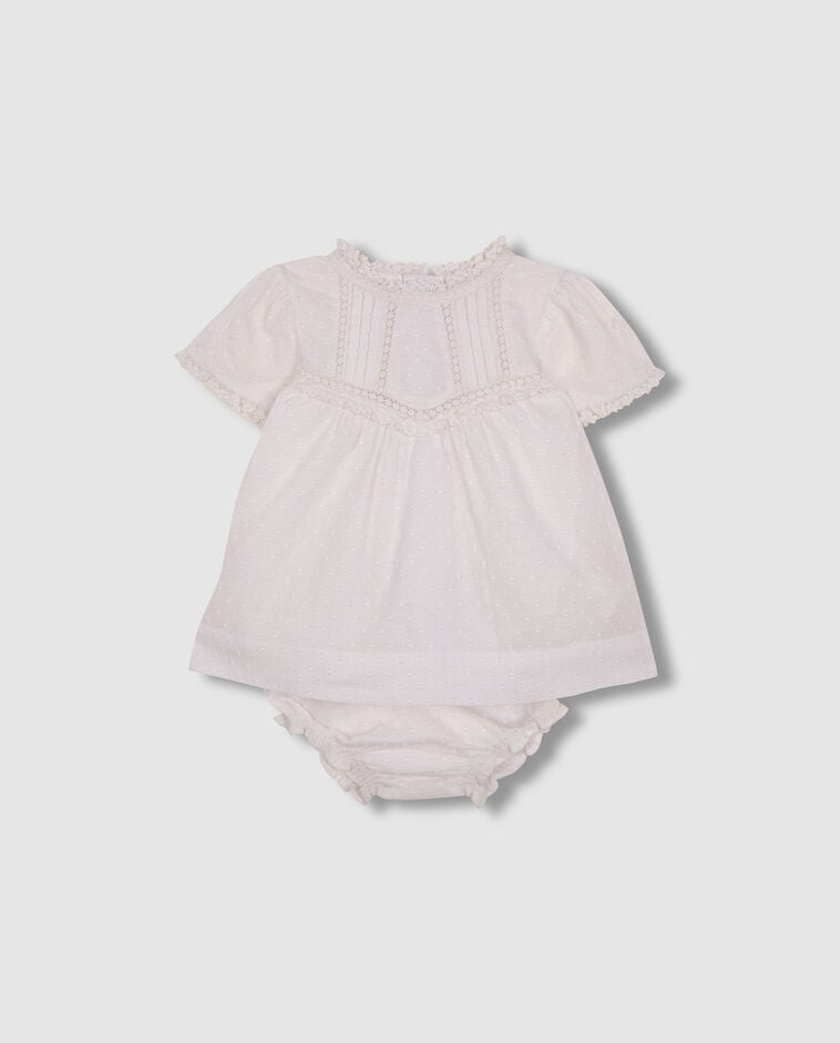 Robe avec bretelles brod&eacute;es blanche