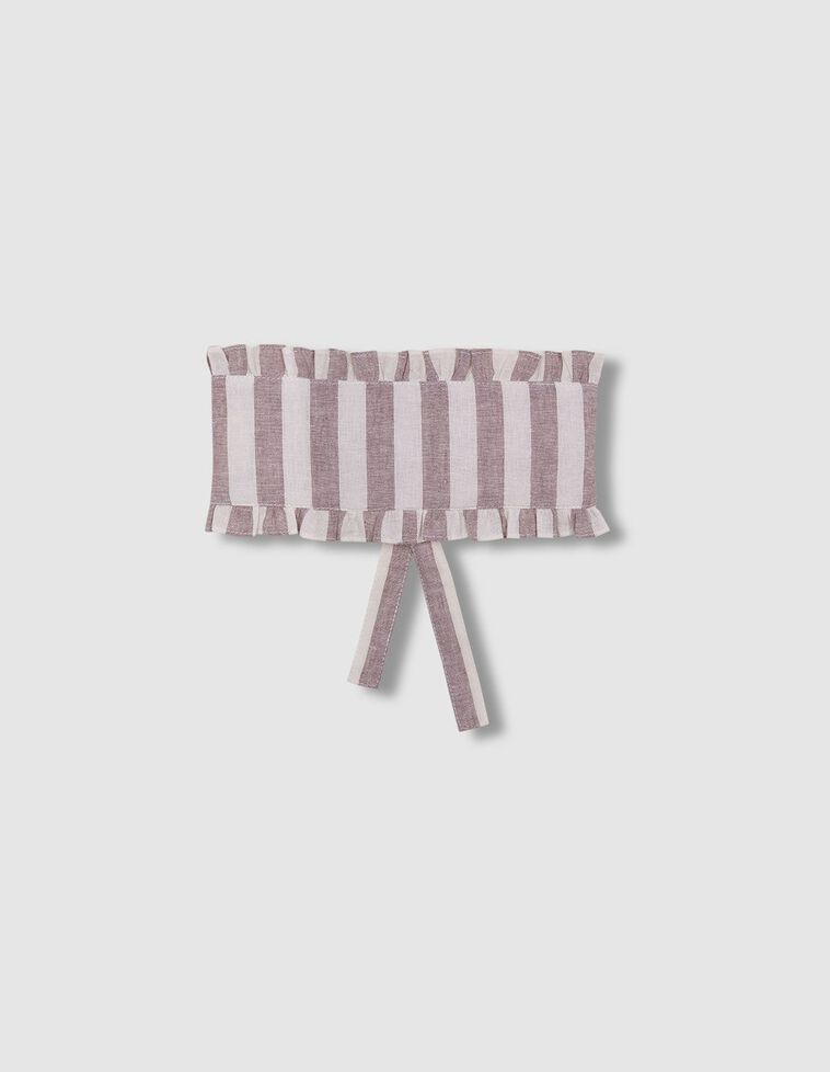 Casquette rayée lilas avec lin
