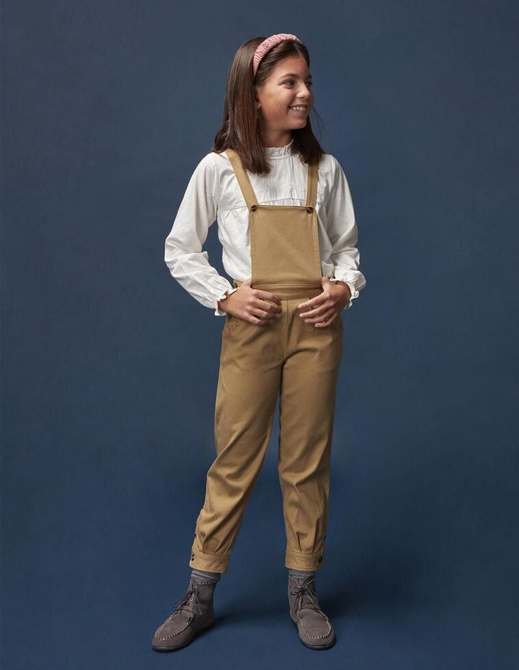 Salopette à broderies camel
