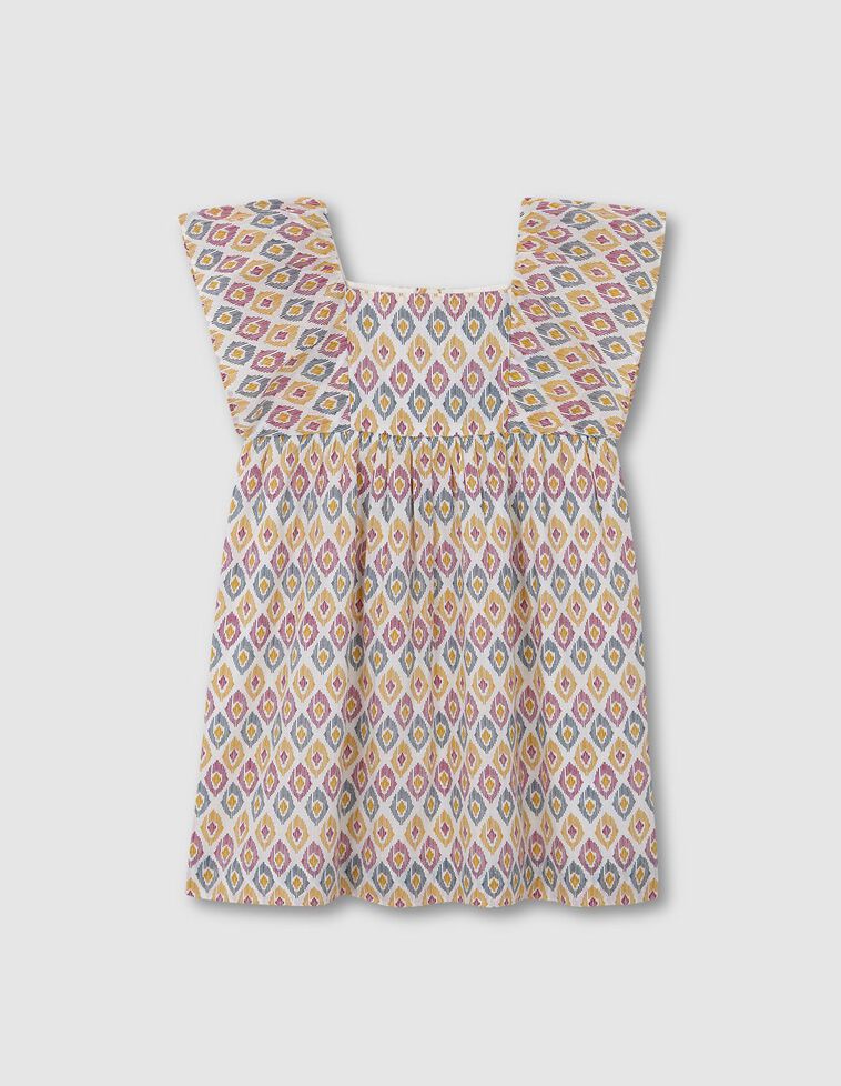 Vestido com estampado de ikat  púrpura clara