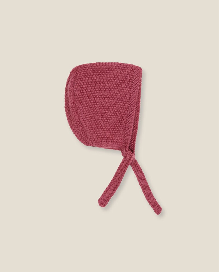Bonnet rose en maille nouveau-n&eacute;