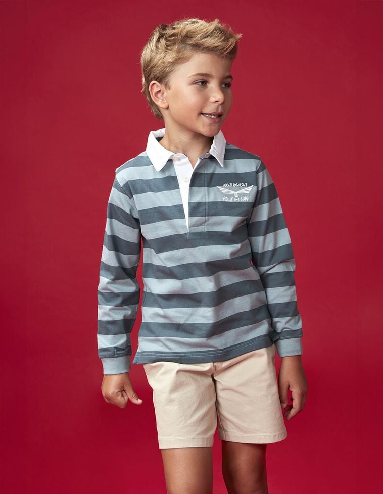 Polo rayé avec imprimé vert pétrole