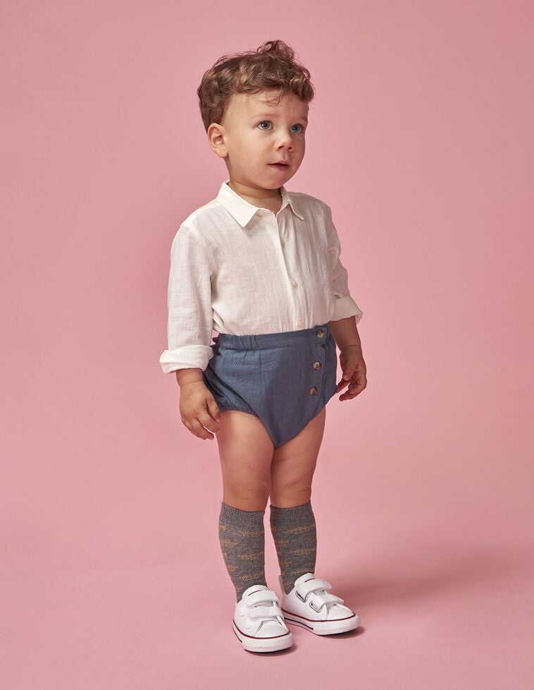 Chemise body à col en V blanc
