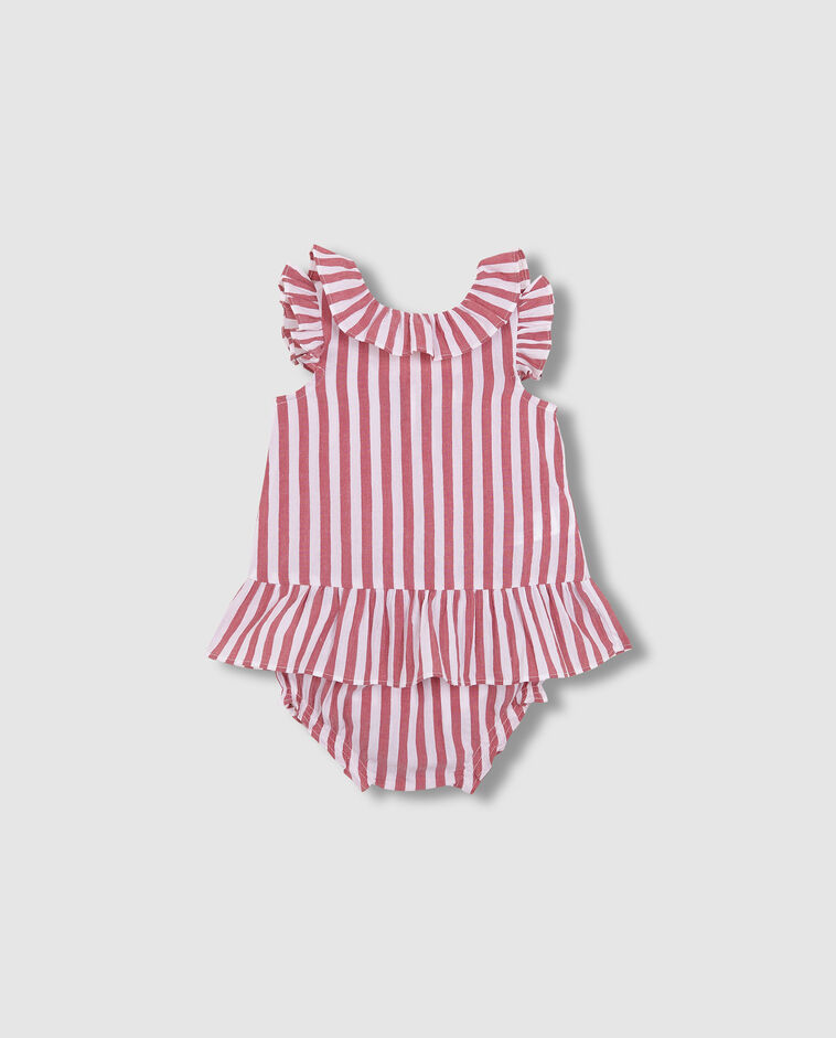 Vestito in bambula a righe bianco