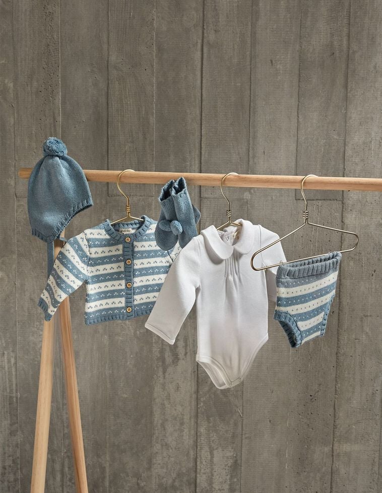 Cardigan &Agrave; Rayures En Maille Bleu Charrette