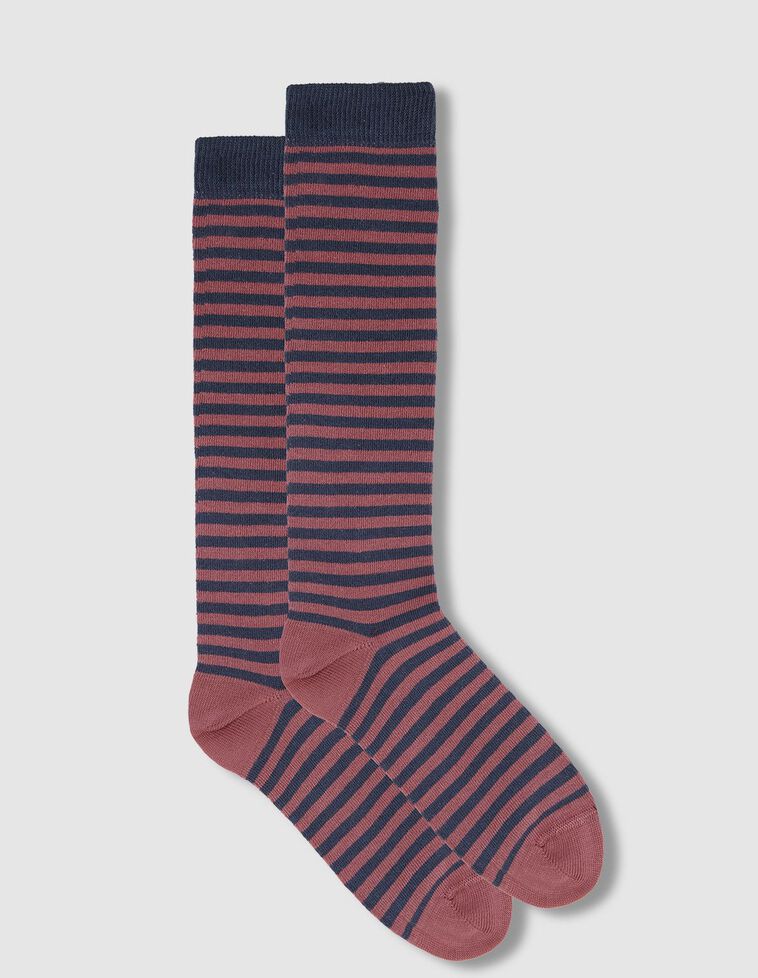 Chaussette rayée rose