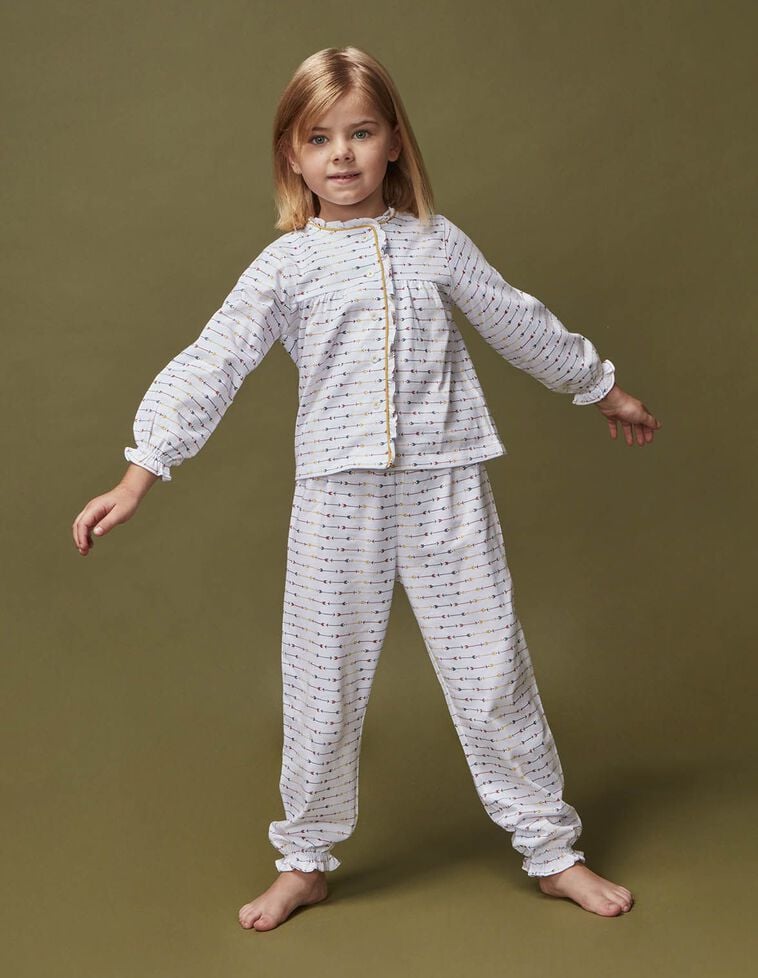 Pyjama imprimé avec passepoil contrasté blanc