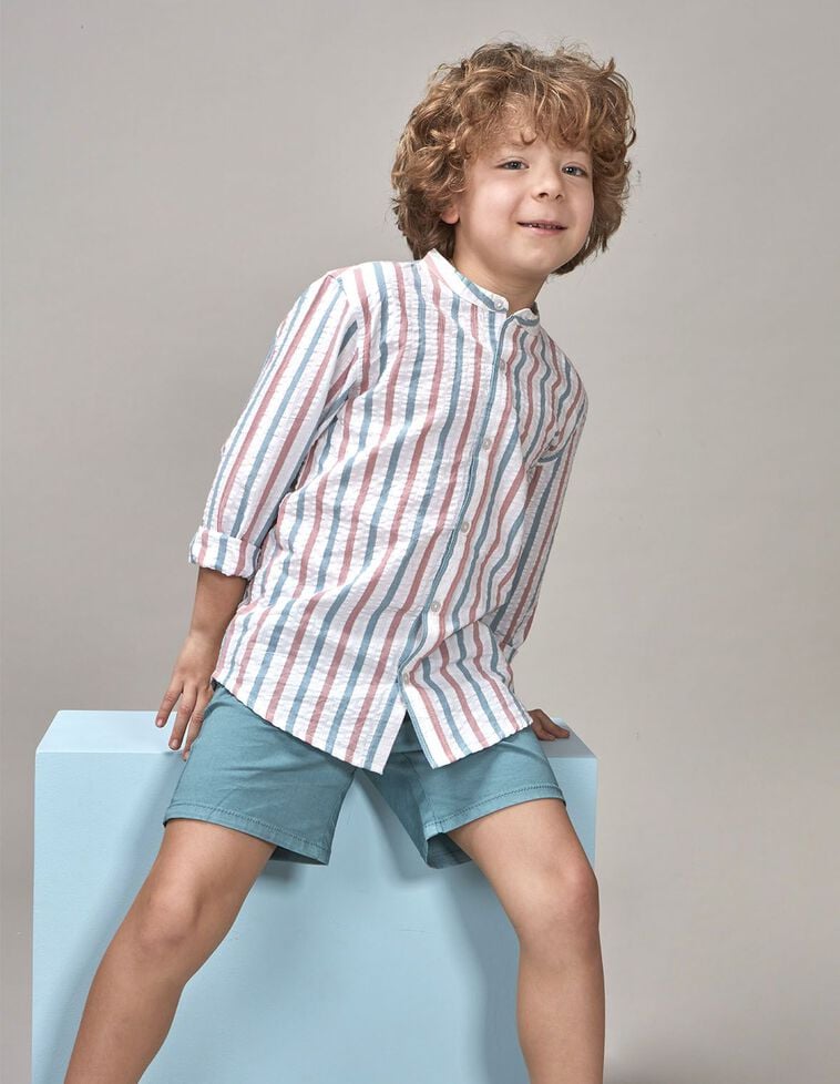 Camicia a righe azzurro