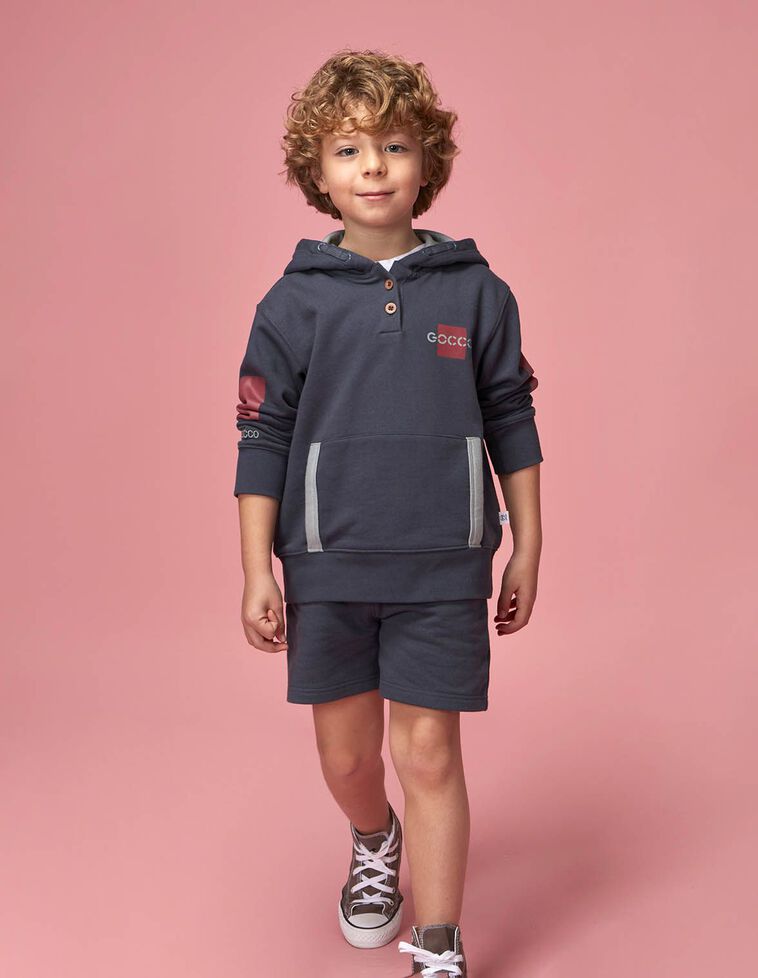 Bermudas felpa com contrastes verde
