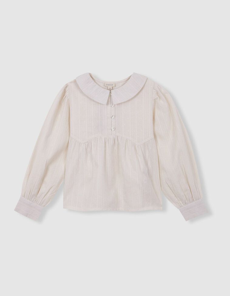 Blouse à manches longues spéciale volant et boutons sur le devant blanche