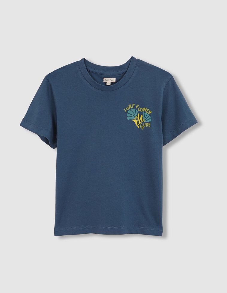 T-shirt manga curta surf flower azul