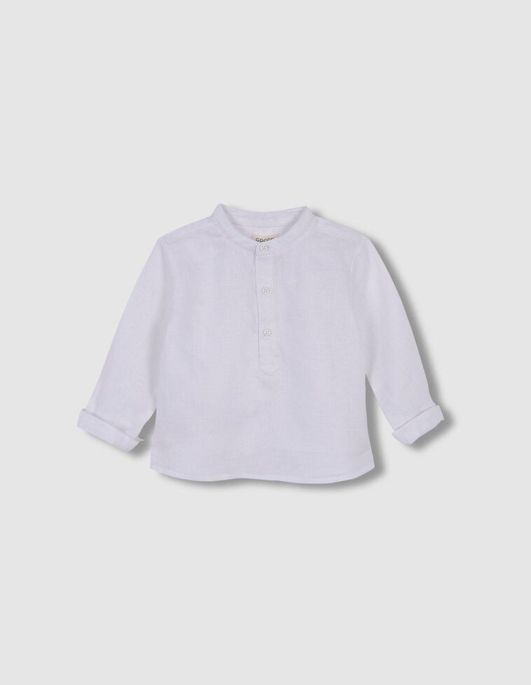 Camicia modello fornaio in lino color bianco 
