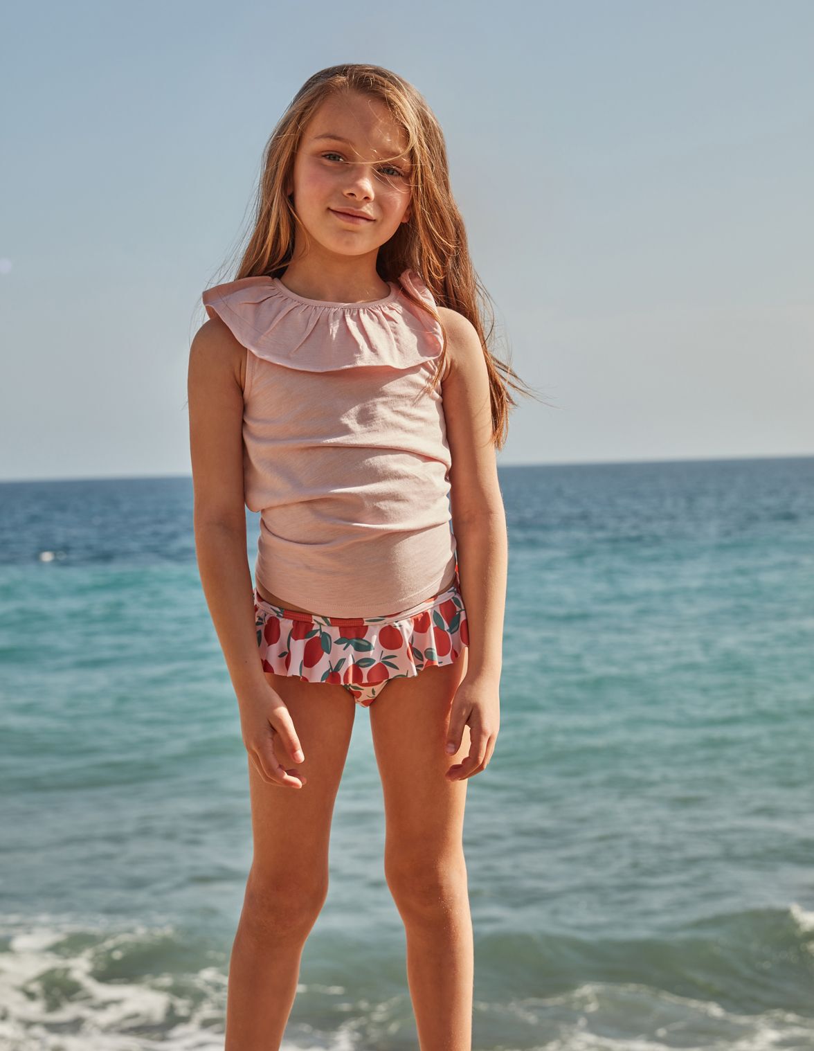 Culotte de maillot de bain orange petite fille Gocco