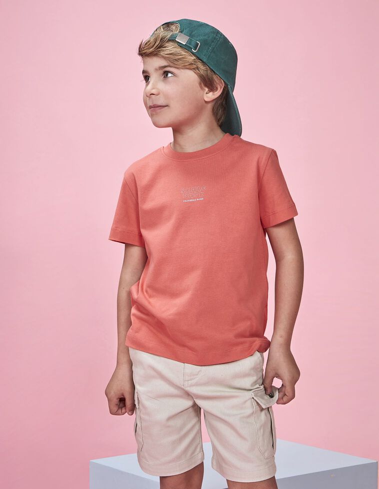 T-shirt rose imprimé skate