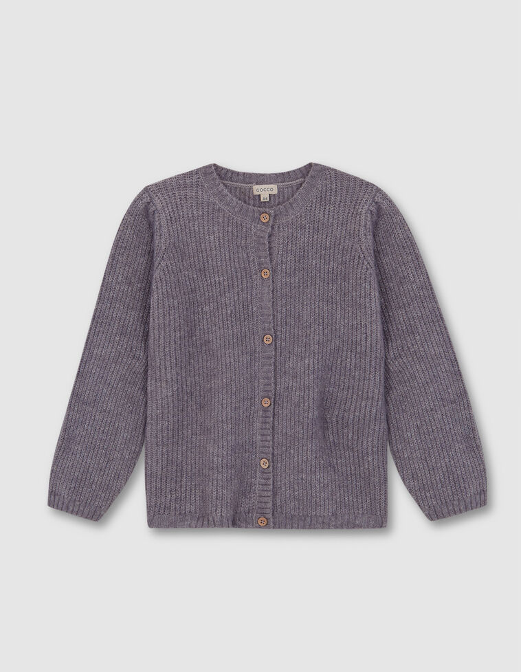 Giacca In Maglia Bottoni Legno Grigio Medio Melange