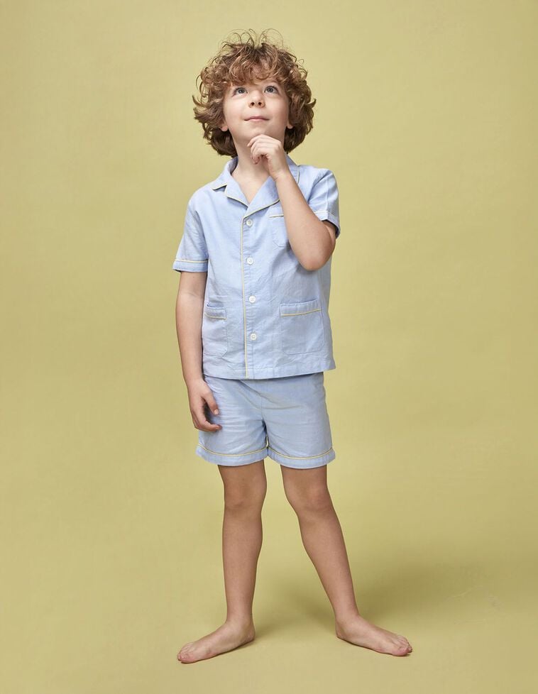 Pigiama blu con bordino gialli azzurro