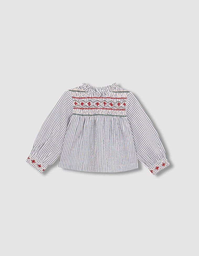 Blouse à nid d'abeille fait main bleu clair