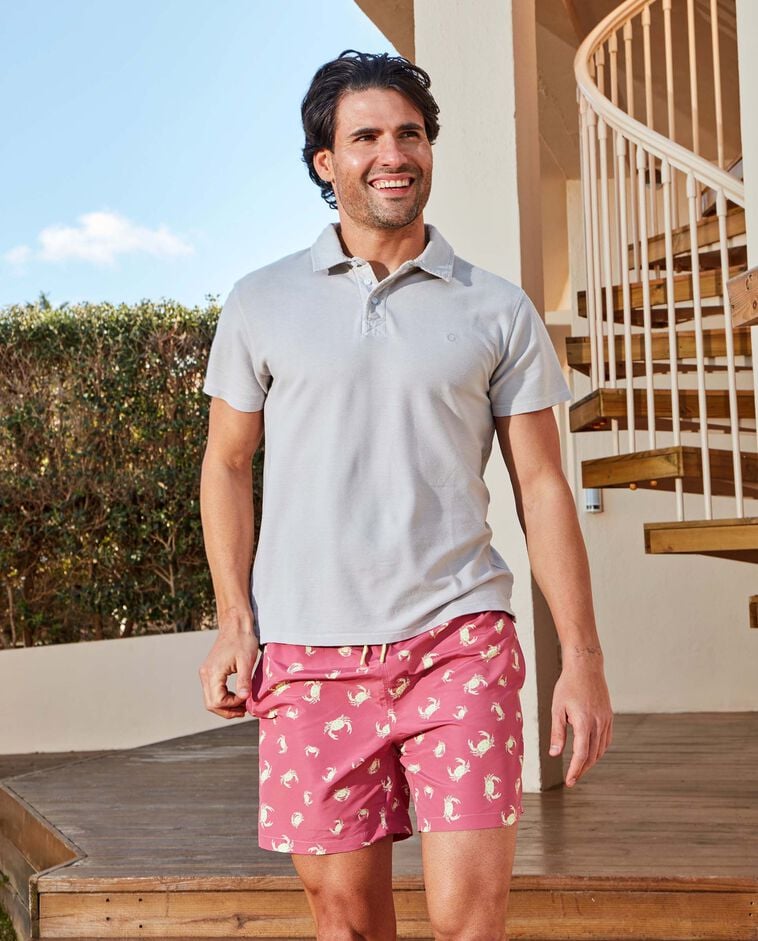 Maillot de bain p&egrave;re imprim&eacute; crabes corail