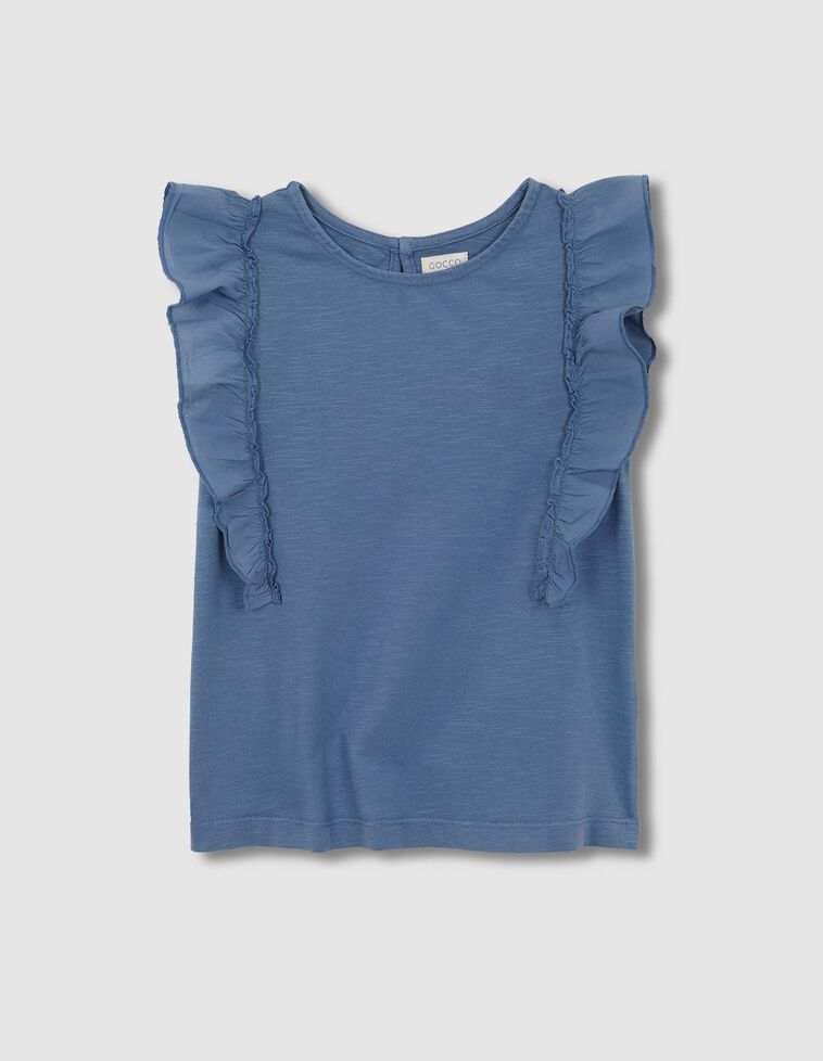 T-shirt com folho de tecido  a condizer azul claro