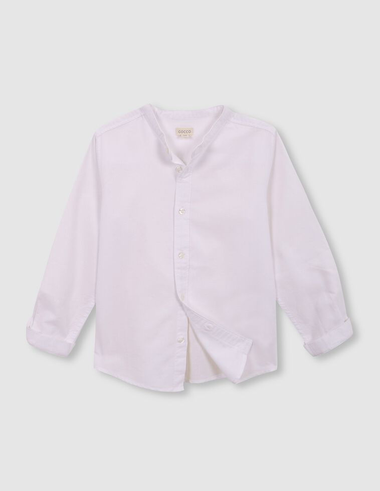 Chemise blanche en oxford avec col mao blanc