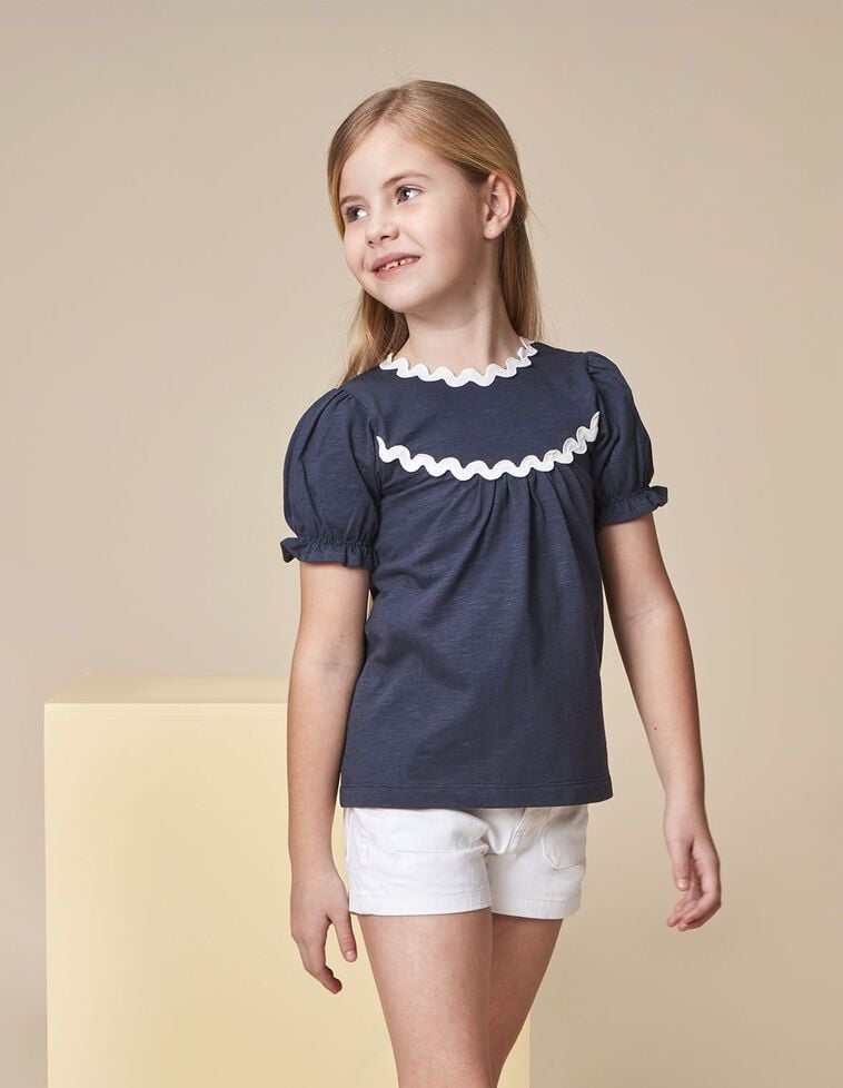 T-shirt avec détail vague contrasté bleu