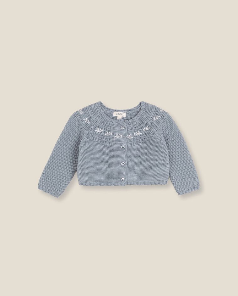 Cardigan bleu clair en maille nouveau-n&eacute;