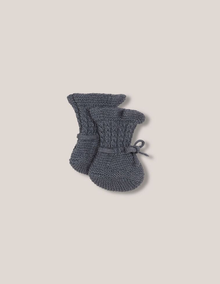 Chaussons hauts en tricot avec laine vert pétrole Chaussons hauts en tricot avec laine vert pétrole