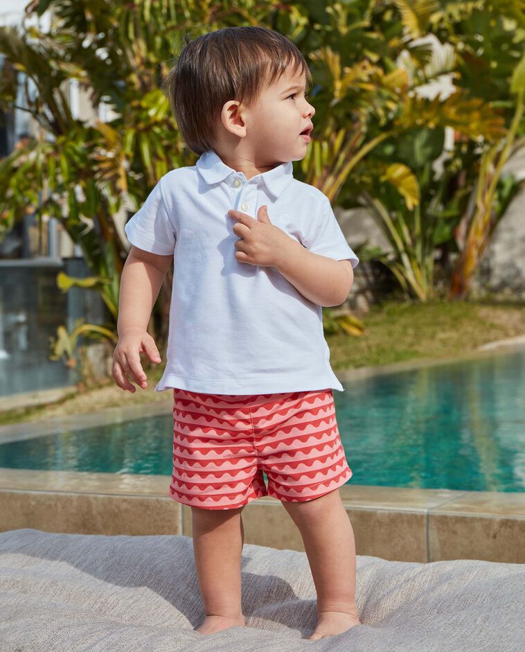 Maillot de bain imprim&eacute; vagues rose