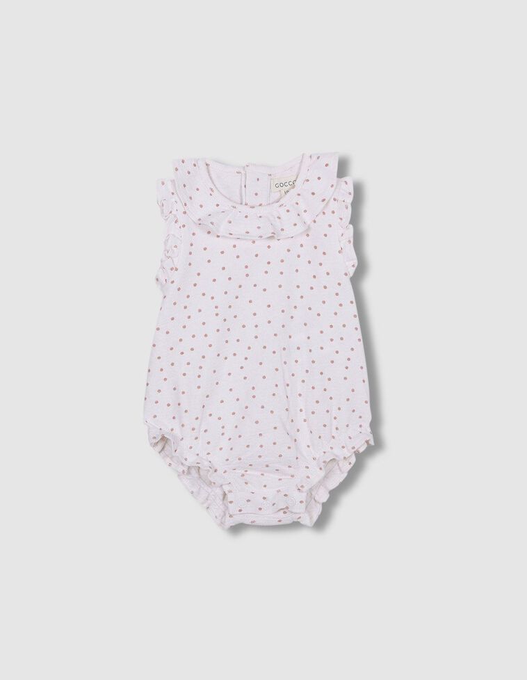 Pagliaccetto in jersey a pois color rosa antico