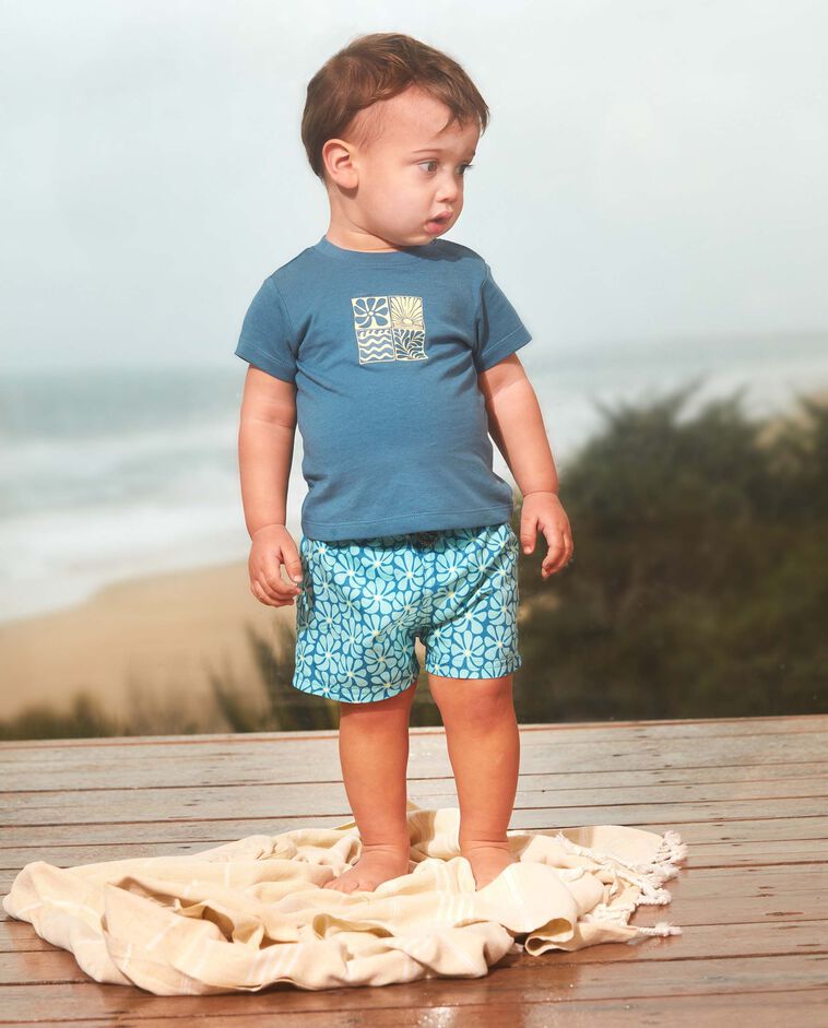 Maillot de bain imprim&eacute; r&eacute;tro bleu