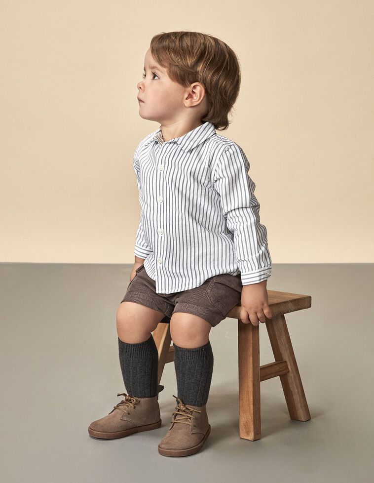 Chemise Oxford Rayures P&eacute;trole Clair