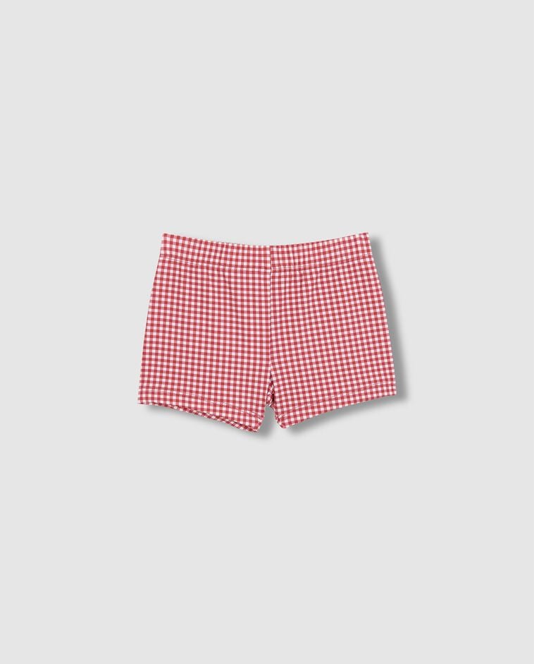 Maillot de bain en lycra &agrave; carreaux vichy corail