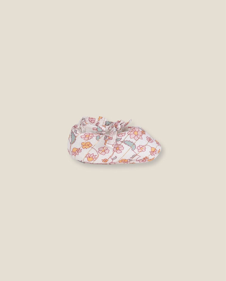 Babbucce floreali lurex bianche