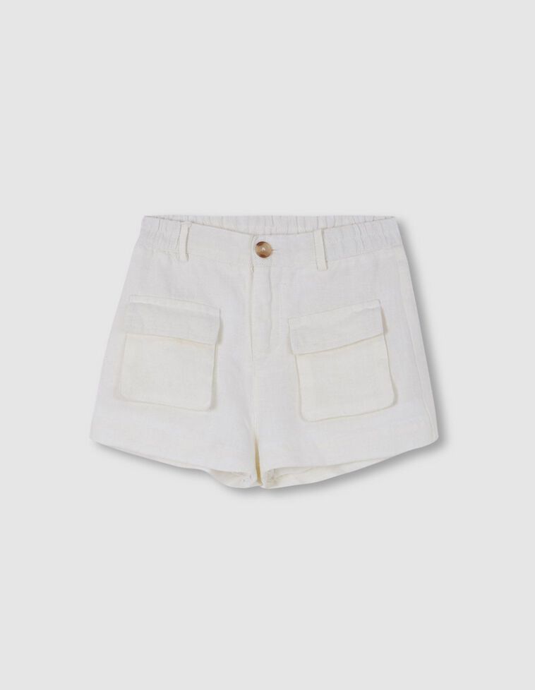 Bermudas de linho com bolsos  esbranquiçada