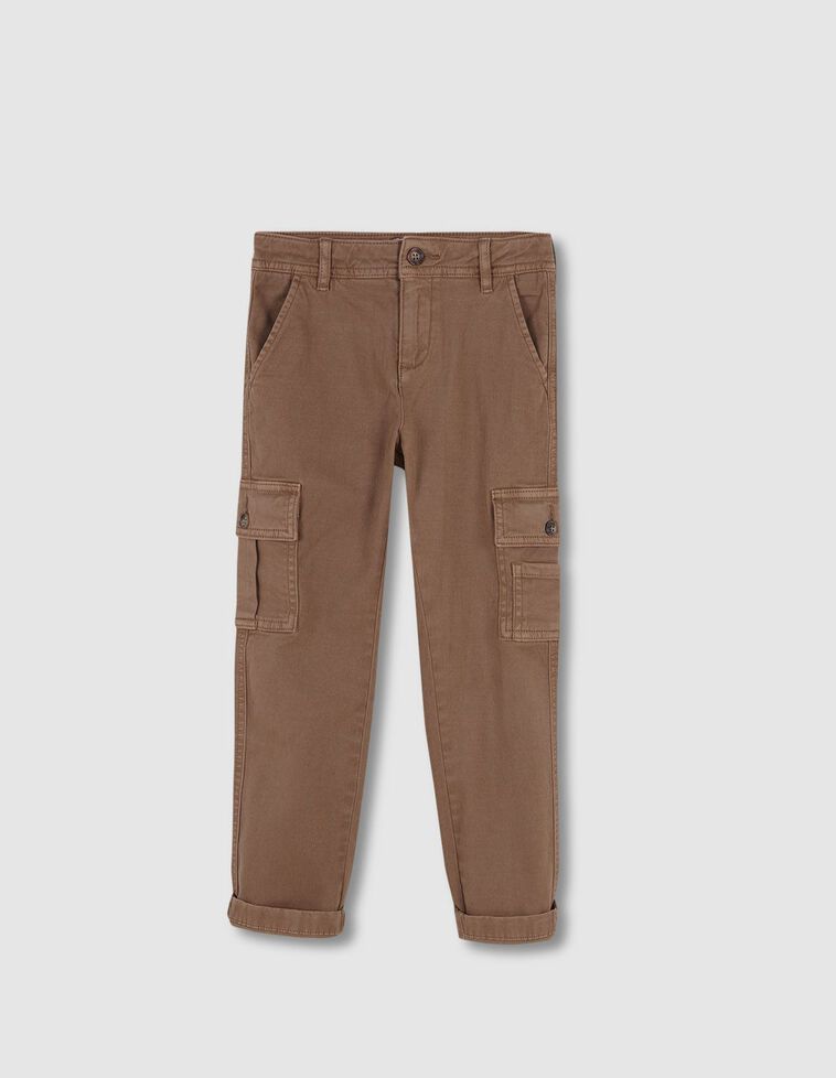 Pantalone cargo vita regolabile cammello