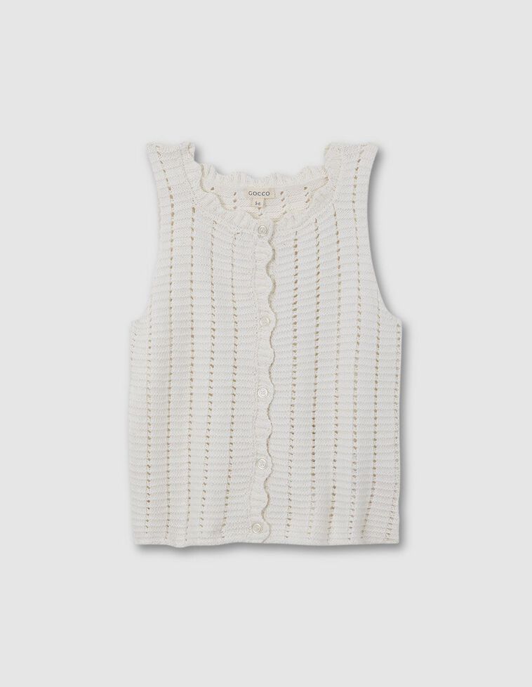 Maglietta crochet color bianco sporco