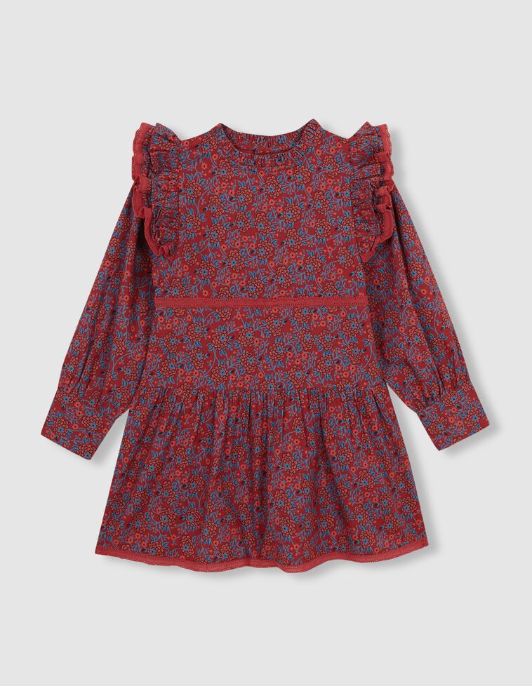 Kleid mit Aufdruck, in Granatrot