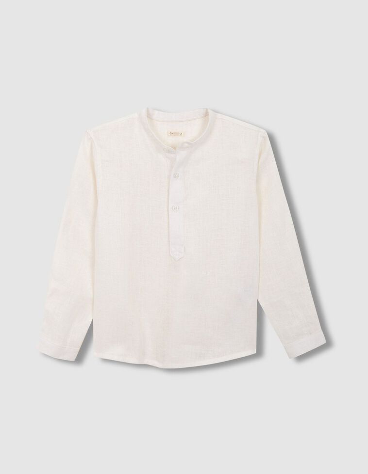 Camicia colletto alla coreana lino bianco
