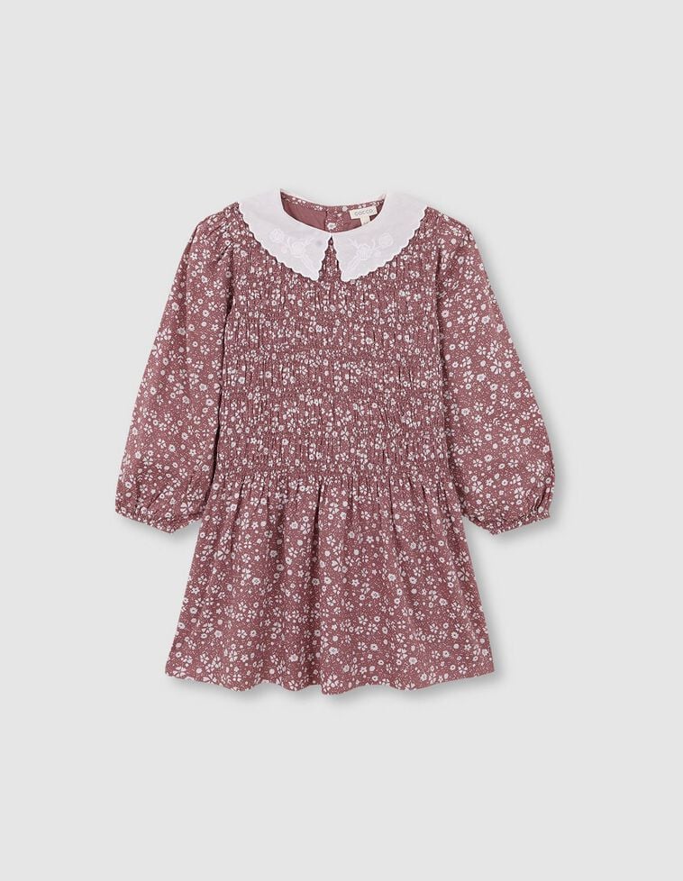 Robe imprimée à col blanc brodé